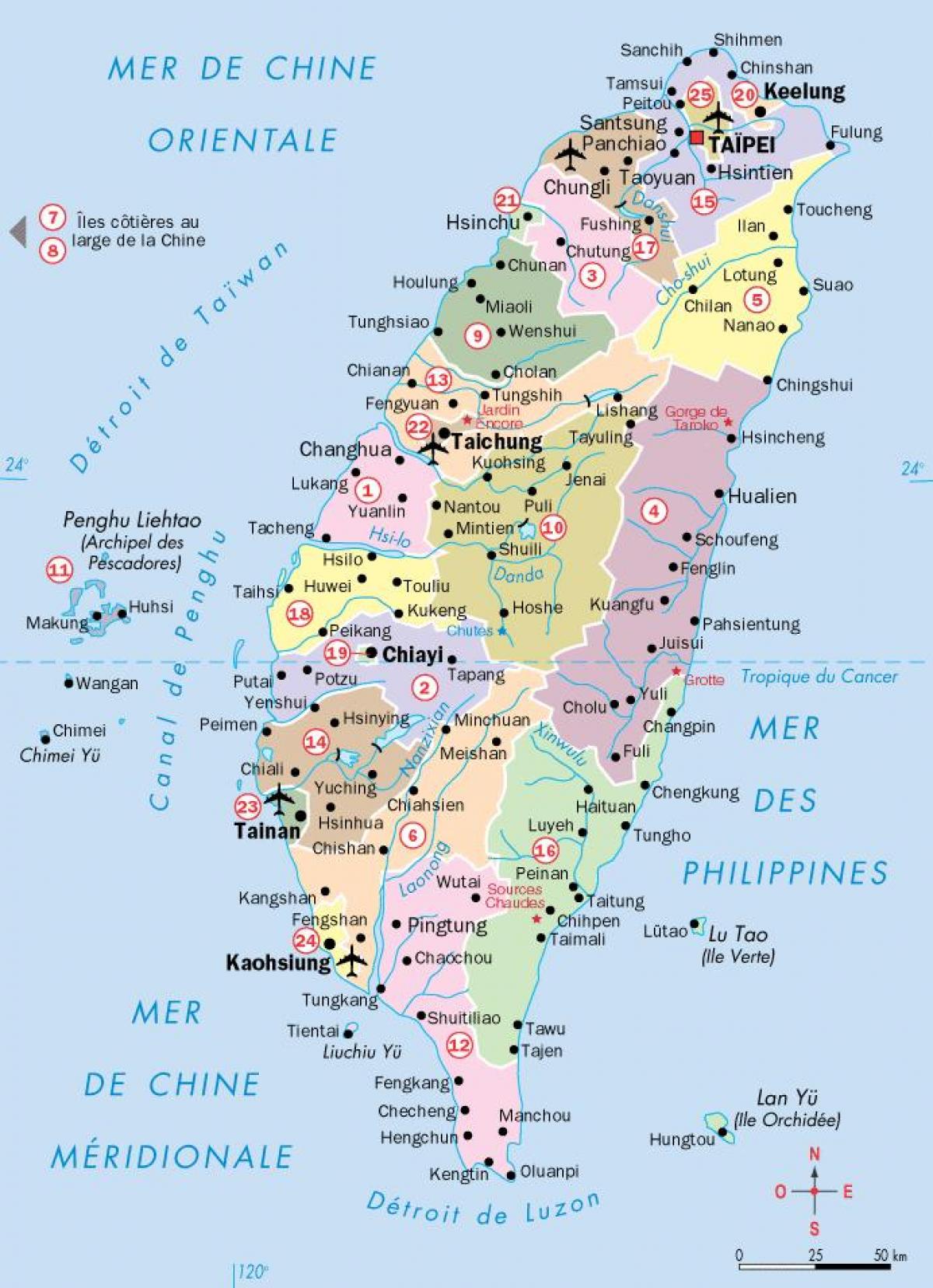 քարտեզ քաղաքների Թայվանի