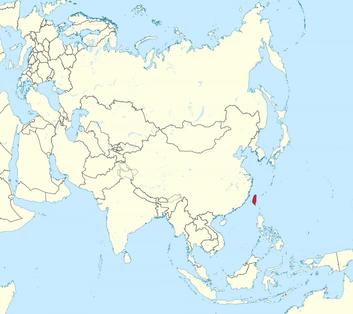 Թայվան քարտեզ Ասիայում